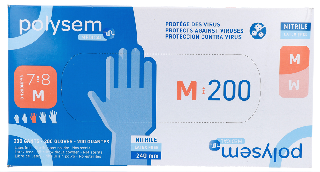 [GN200NP78] Non-sterile non-powder-free nitrile glove 240mm T M
