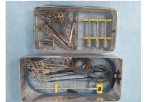 KORB ROBOTERCHIRURGIE COELIO + TROKAR + ÖFFNUNG MIT KEILEN FÜR DIE OPTIK