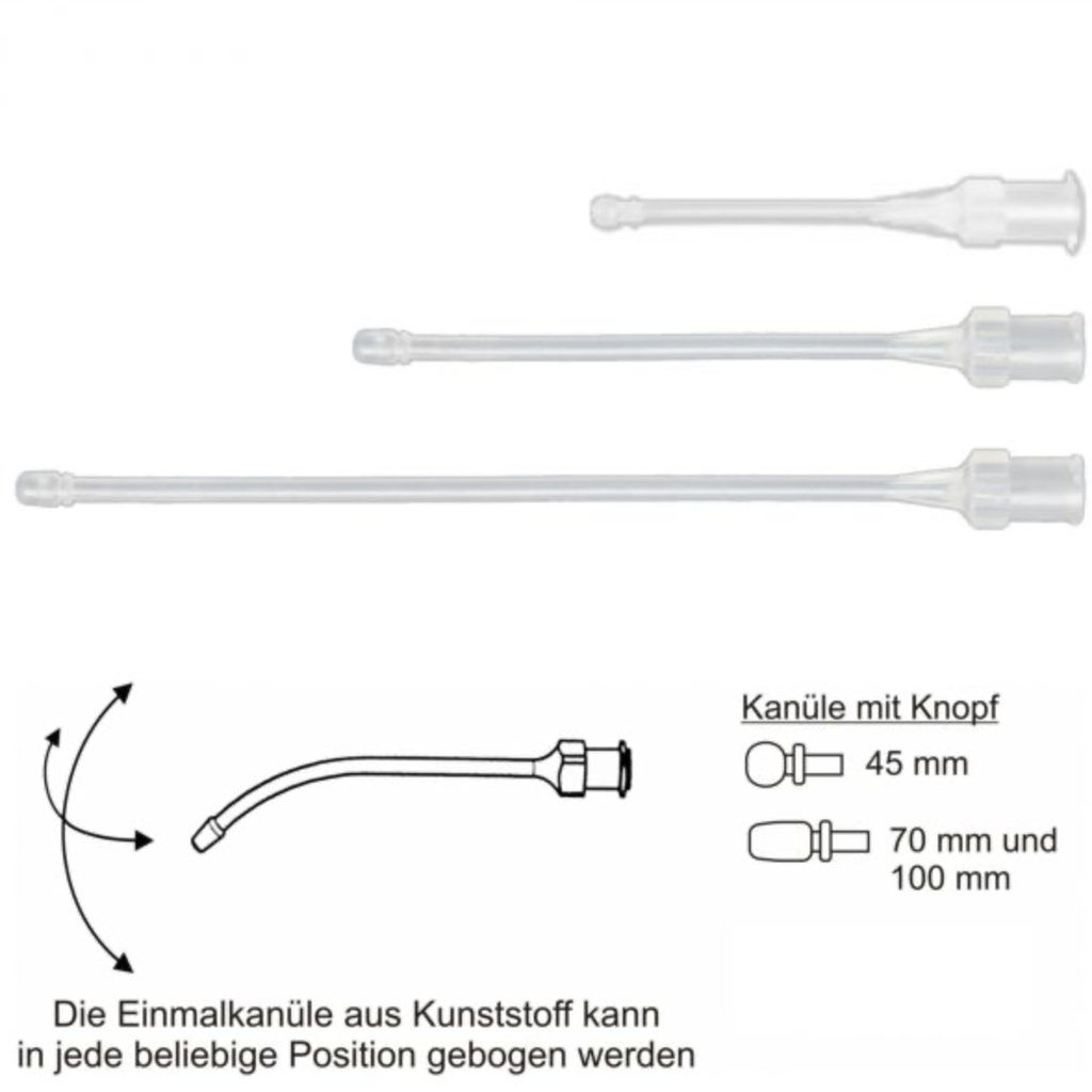 Einweg-Knopfkanüle 100mm, 19G, Kunststoff, steril