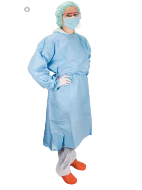 [09437] Protective gown made of mixed non-woven, non-sterile, blue