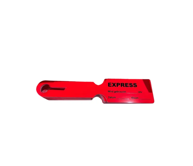 [09795] Rotes "Express"-Korbkoffer-Etikett