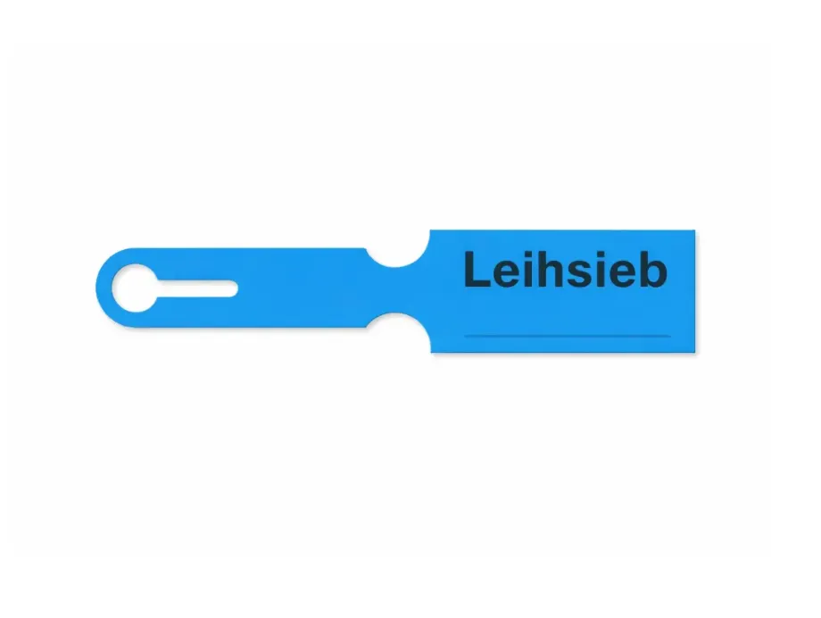 [09692] Kofferetikett für Korb "leihweise" blau, 240x50 mm