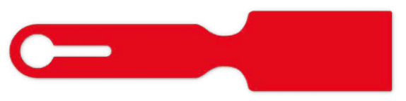 Red synthetic suitcase label