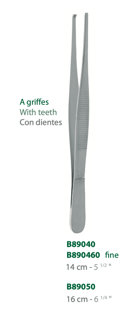 [B89050-50] LANDANGER 'S' PINZA DA DISSEZIONE CON DENTI L:160MM