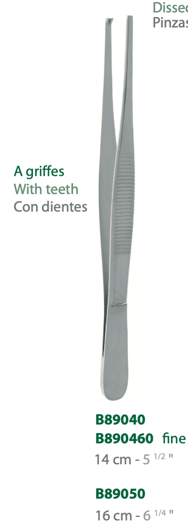 [B890460] LANDANGER 'S' PINZA DA DISSEZIONE FINE CON DENTI