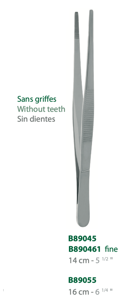 LANDANGER 'S' PINCE A DISSECTION FINE SANS GRIFFES L:140MM