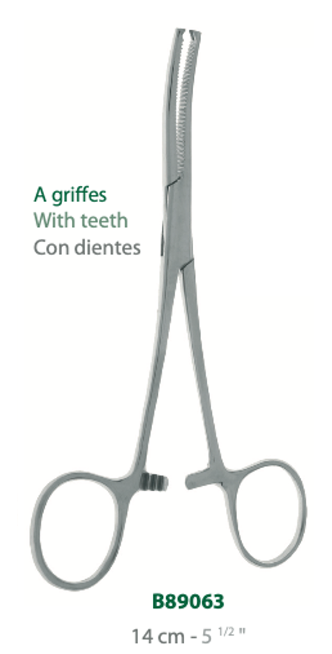 LANDANGER 'S' CURVED KOCHER CLAMB WITH TEETH L:140MM