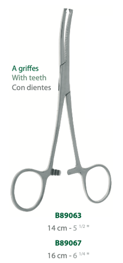 LANDANGER 'S' PINZA DI KOCHER CON DENTI, CURVA L:160MM