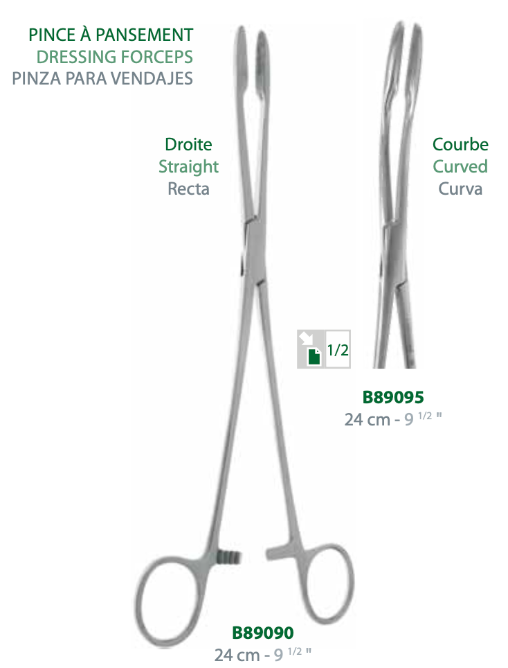 [B89095] LANDANGER 'S' CURVED DRESSING FORCEPS L:260MM